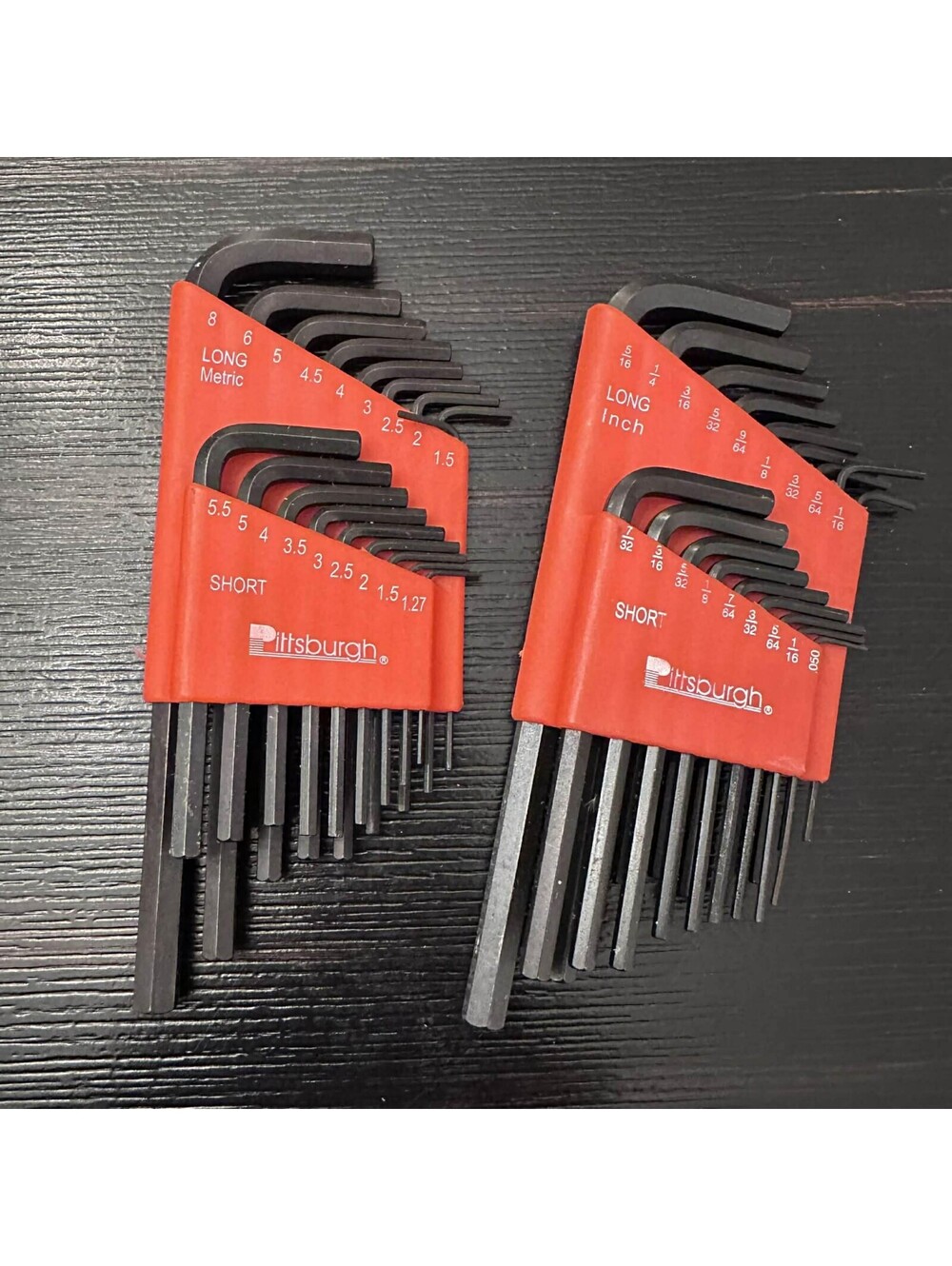 Lot Of 2 Pittsburgh SAE Metric And Inch Hex Key Allen Wrench Set Long Short EUC